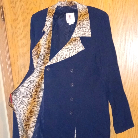 "FATTANEH BAHARI" Vintage Tiger print/black button-up blazer jacket Size: 12 - Picture 4 of 8